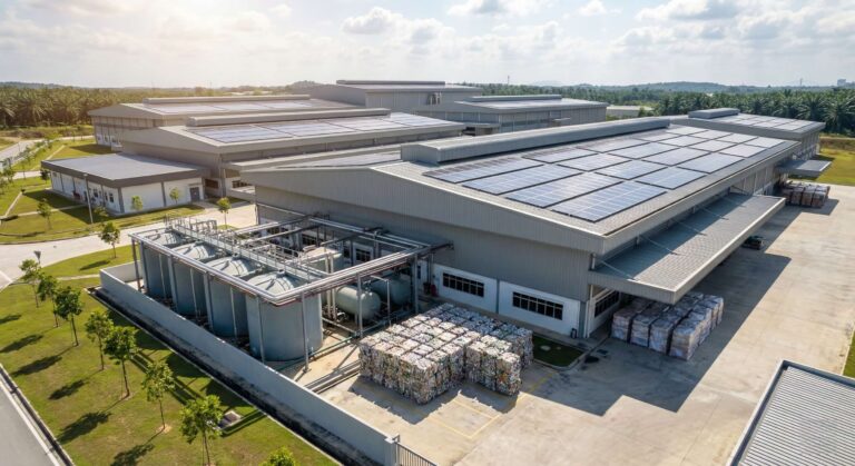 Ảnh minh hoạ do AI tạo: Nhà máy Ajinomoto Malaysia lắp đặt hệ thống điện mặt trời và triển khai các giải pháp tiết kiệm năng lượng, tái chế nước, giảm chất thải, trong cam kết phát triển bền vững dựa trên 4 trụ cột chiến lược, hướng tới mục tiêu cắt giảm 50% tác động môi trường vào năm 2030.