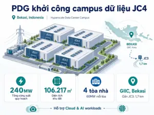 PDG khởi công campus dữ liệu JC4 tại Bekasi, với quy mô 240MW phục vụ nhu cầu Cloud và AI.