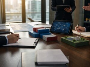 Bàn làm việc tài chính phản ánh áp lực mà doanh nghiệp Indonesia phải tính tới khi dòng vốn biến động.