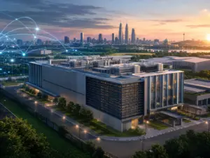 Trung tâm dữ liệu mới tại Malaysia được minh họa như một hạ tầng số kết nối khu vực, phục vụ nhu cầu điện toán đám mây, AI và lưu trữ dữ liệu.