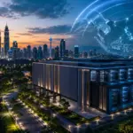 Trung tâm dữ liệu AI tại Kuala Lumpur được thể hiện bằng hình ảnh minh họa, gắn với hạ tầng số và mạng kết nối khu vực Đông Nam Á.