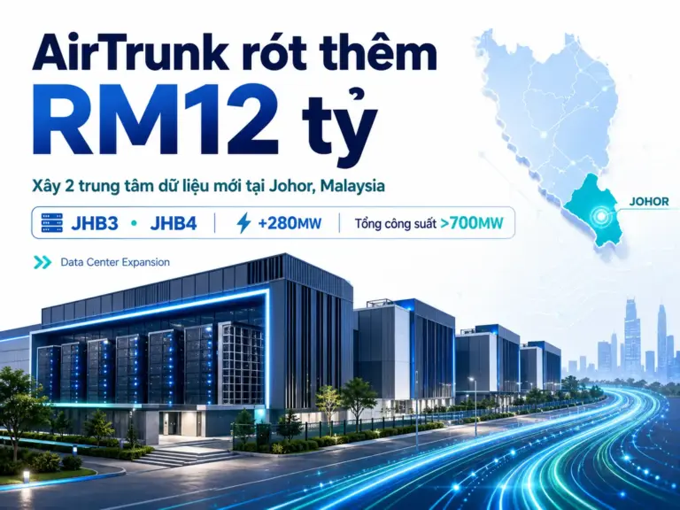 AirTrunk mở rộng hai trung tâm dữ liệu mới tại Johor, nâng tổng công suất nền tảng ở Malaysia lên hơn 700 MW.