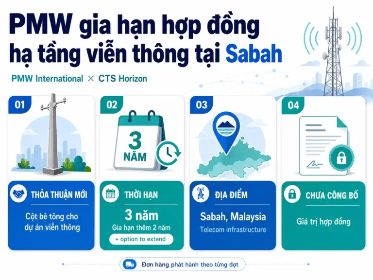 PMW gia hạn thỏa thuận cung cấp cột bê tông cho các dự án hạ tầng viễn thông tại Sabah, thời hạn ba năm.