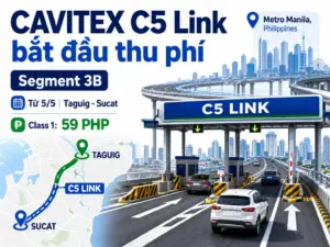 CAVITEX C5 Link bắt đầu thu phí Segment 3B từ ngày 5/5, nối Taguig với Sucat tại Metro Manila.