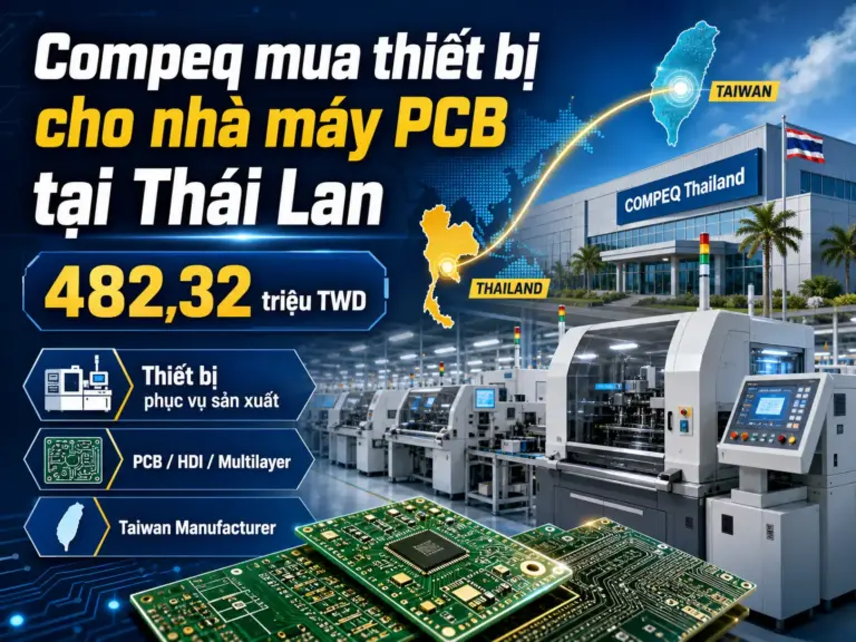 Compeq mua thiết bị 482,32 triệu TWD cho nhà máy PCB tại Thái Lan.