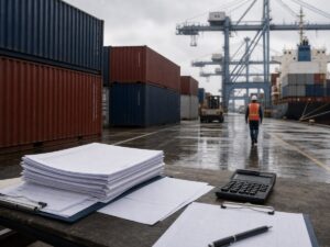 Container và hồ sơ vận tải gợi lại chi phí vốn khi hàng nằm ở cảng. Ảnh minh họa tin tức.