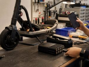 Bàn kỹ thuật với linh kiện thử nghiệm và thiết bị đo không nhãn. Ảnh minh họa tin tức.