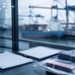 Kho phân phối gạo với bao hàng không nhãn và phiếu kiểm tra trống. Ảnh minh họa tin tức.