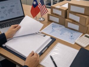 Hồ sơ xuất khẩu và thùng hàng trơn gợi lại chi phí chứng từ khi thuế thay đổi. Ảnh minh họa tin tức.
