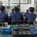 Xưởng đào tạo kỹ thuật với bàn dụng cụ và học viên quay lưng. Ảnh minh họa tin tức.