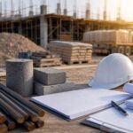 Vật liệu công trường và hồ sơ trơn gợi lại chi phí ứng vốn trước dòng thu dự án. Ảnh minh họa tin tức.