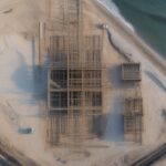 Ảnh minh họa Land Bridge Thái Lan: bến container ven biển với cần cẩu giàn và các chồng container xếp dọc cầu cảng, không có người và không có chữ đọc được