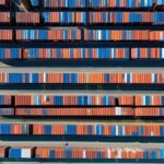 Ảnh chụp trên cao bãi container tại cảng, minh họa số liệu xuất nhập khẩu tháng 6/2026 do TPSO Thailand thuộc Bộ Thương mại Thái Lan công bố
