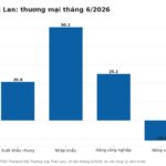 Biểu đồ cột tăng trưởng xuất khẩu, nhập khẩu, hàng công nghiệp và nông sản Thái Lan tháng 6/2026 so với cùng kỳ năm trước, theo số liệu TPSO Thailand