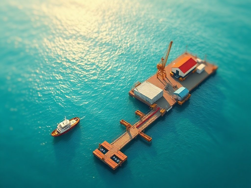Cảng vụ APORTIL Đông Timor nhìn từ trên cao với bến phà ven biển