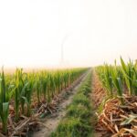 Indonesia ethanol E20: cánh đồng mía và nhà máy chưng cất ethanol hiện đại, thể hiện chuỗi nguyên liệu sinh học