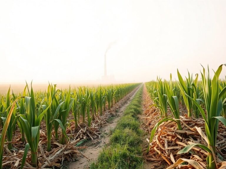 Indonesia ethanol E20: cánh đồng mía và nhà máy chưng cất ethanol hiện đại, thể hiện chuỗi nguyên liệu sinh học