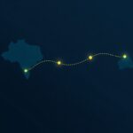 Bản đồ trừu tượng mô tả tuyến thương mại giữa Indonesia và Mỹ, bối cảnh bài viết về thuế đối ứng 10%
