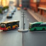 Mô hình thu nhỏ mô tả xe buýt được trợ cấp xe điện tại Thái Lan chuyển từ xăng sang điện