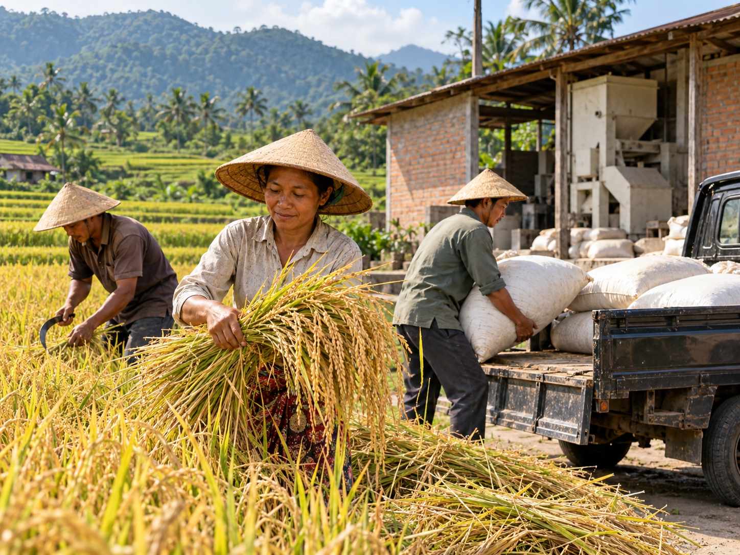 Chi phí sản xuất gạo Indonesia: 12.000–14.000 rupiah/kg, gấp 3–3,5 lần Thái Lan và Việt Nam theo lời bộ trưởng Ảnh: Minh họa do AI tạo