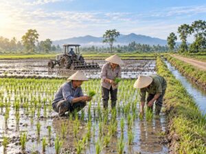 Ruộng lúa Merauke: Indonesia đẩy nhanh mở đất, mục tiêu Nam Papua 45.993 ha, 28.300 ha thuộc kế hoạch 2026 Ảnh: Minh họa do AI tạo